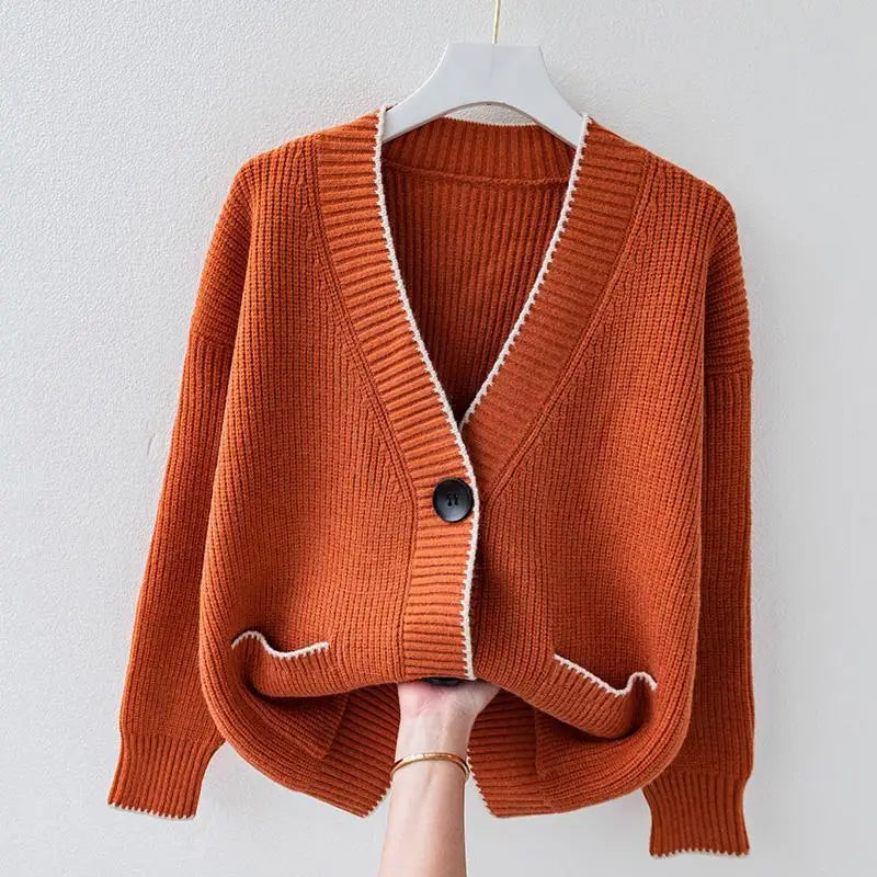 Flora™ | Knit Cardigan with Contrasting Trim - Elle Melbourne