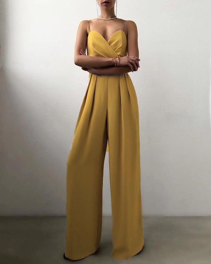 Freya | Elegant Spaghetti Strap Wide-Leg Jumpsuit - Elle Melbourne