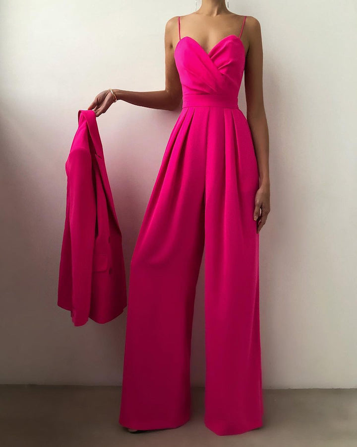 Freya | Elegant Spaghetti Strap Wide-Leg Jumpsuit - Elle Melbourne