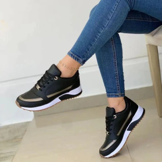 Arabella | Stylish Gold-Accent Sneakers