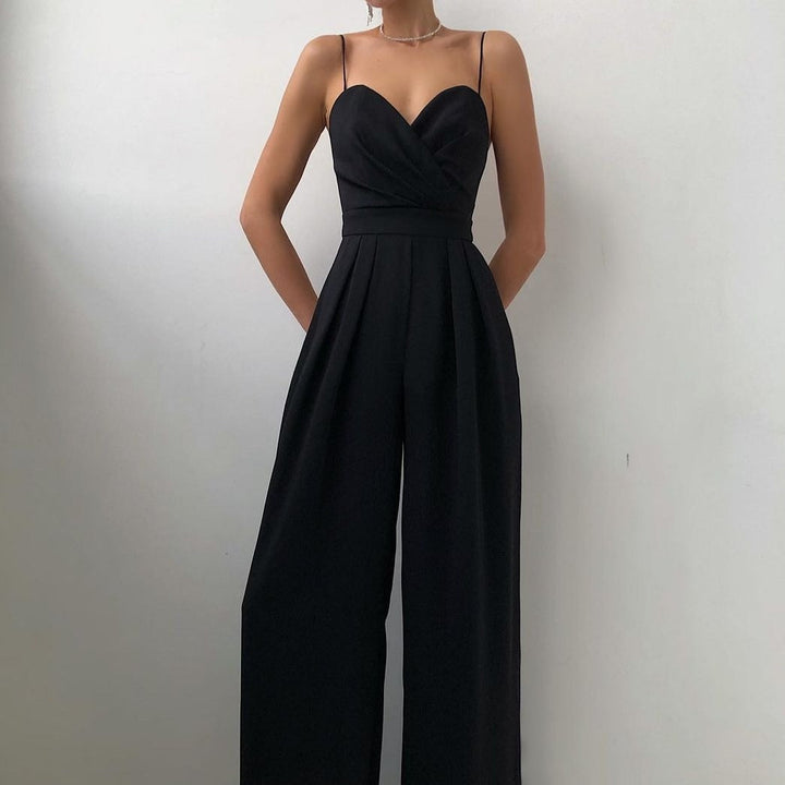 Freya | Elegant Spaghetti Strap Wide-Leg Jumpsuit - Elle Melbourne