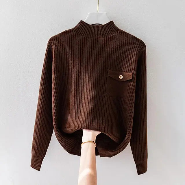 Deborah™ | Chic Pocket Ribbed Sweater - Elle Melbourne