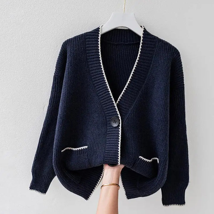 Flora™ | Knit Cardigan with Contrasting Trim - Elle Melbourne