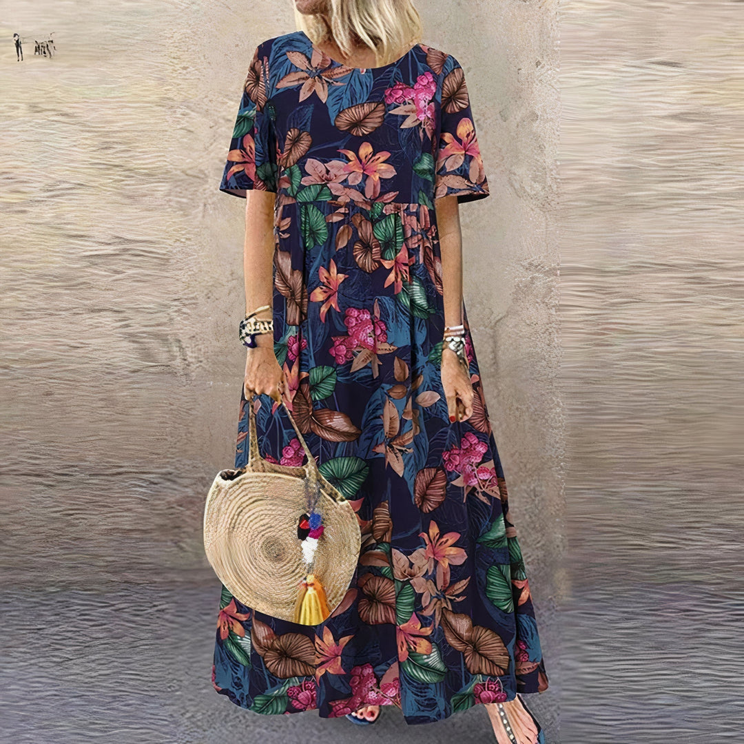 Lotte™ | Elegant Flowing Maxi Dress with Floral Charm - Elle Melbourne