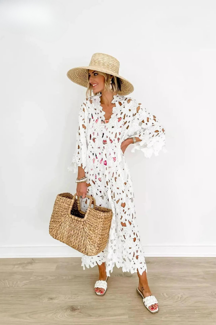 Kylie | Stylish Laser-Cut A-Line Dress - Elle Melbourne