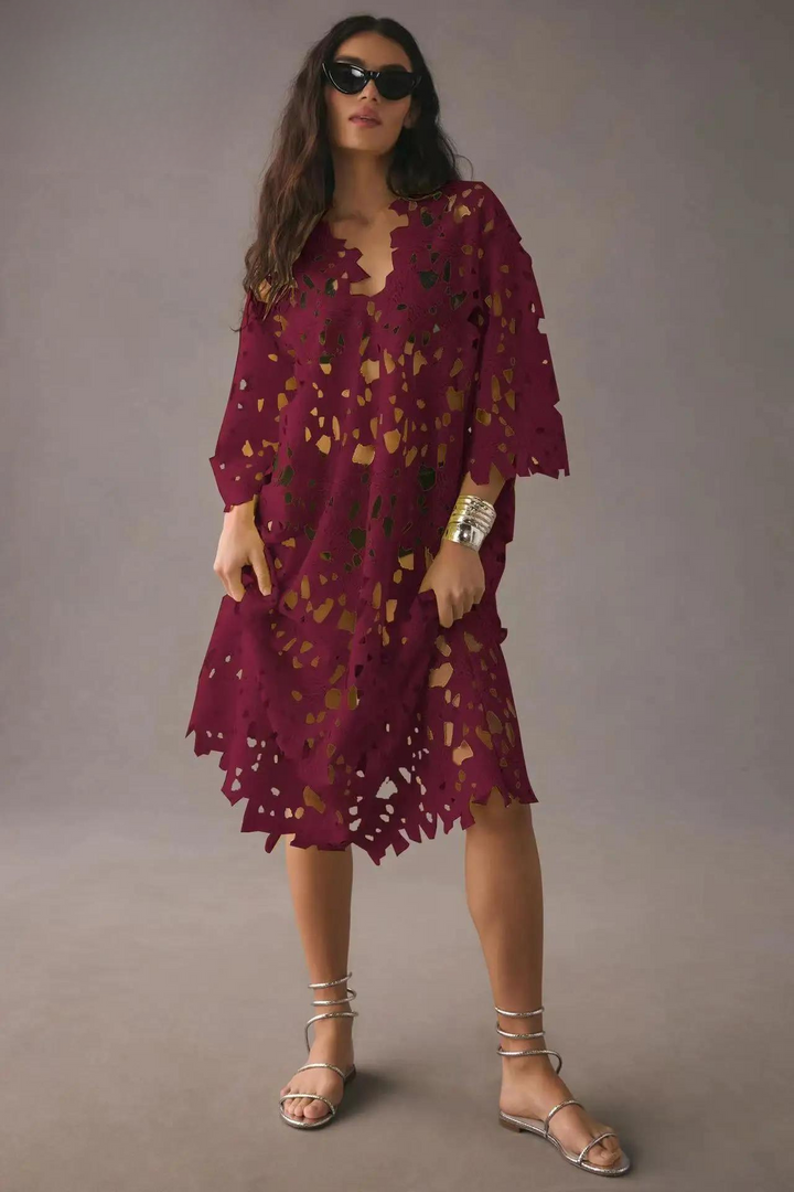 Kylie | Stylish Laser-Cut A-Line Dress - Elle Melbourne