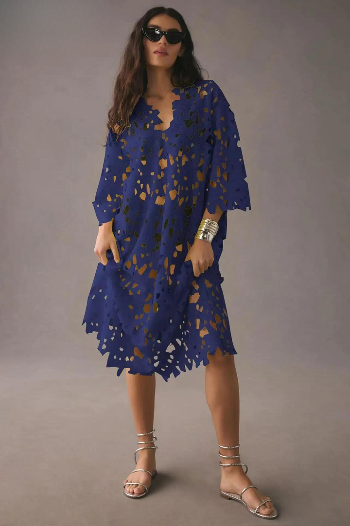 Kylie | Stylish Laser-Cut A-Line Dress - Elle Melbourne