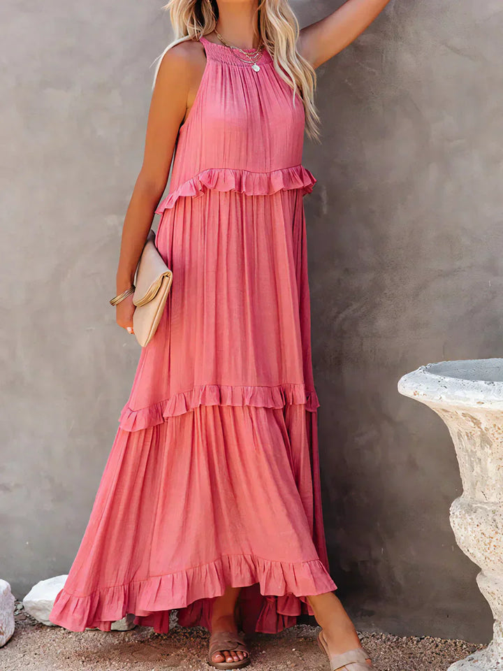 Meara™ | Elegant Halter Ruffle Maxi Dress - Elle Melbourne