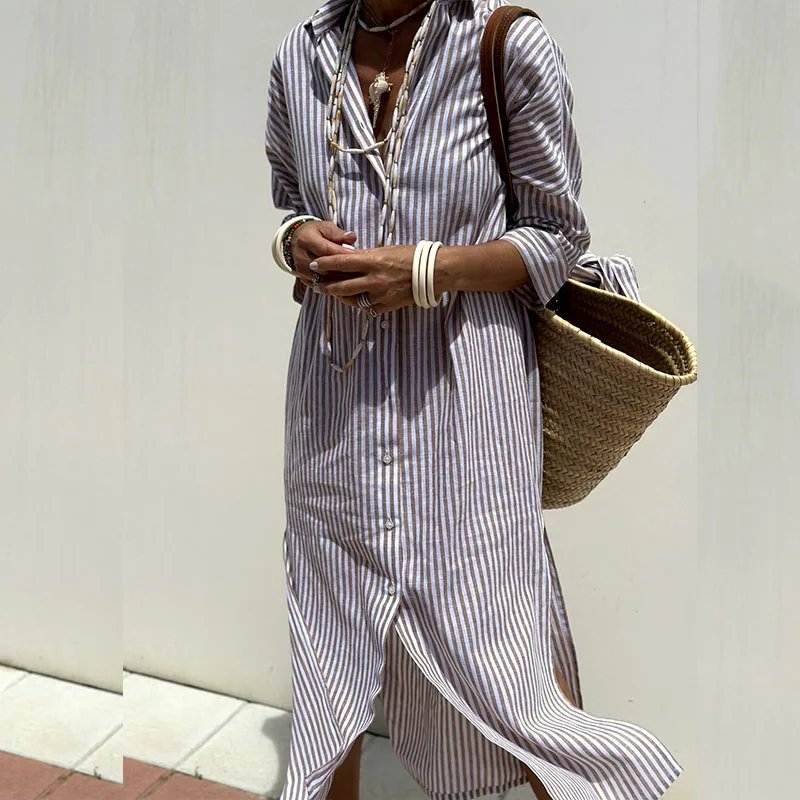 Amalia™ | Striped Shirt Dress - Elle Melbourne