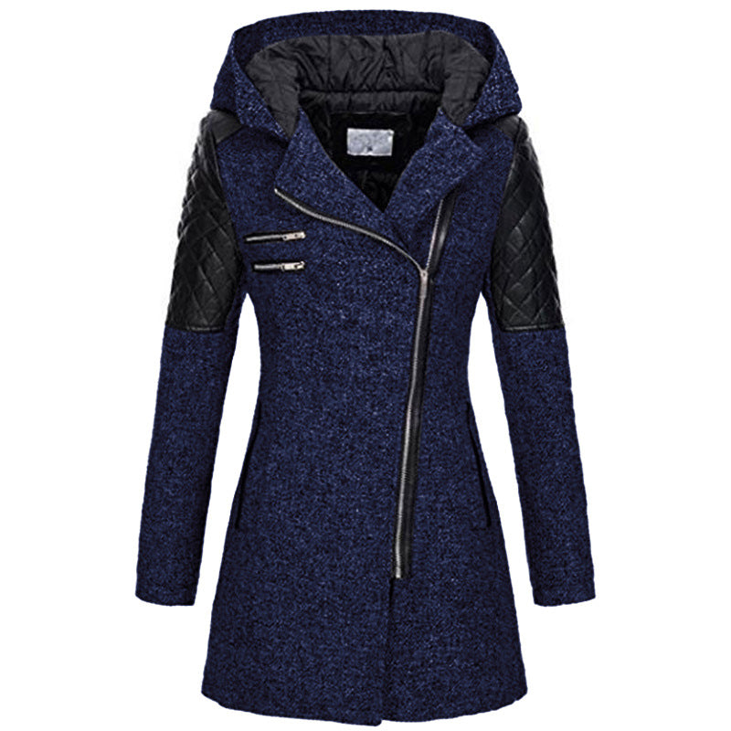 Daisy | Stylish Hooded Quilted Leather Sleeve Coat - Elle Melbourne