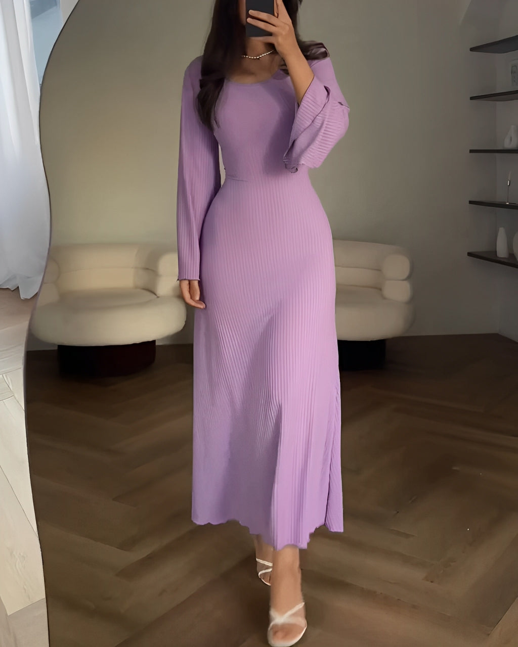 Ellie | Stylish Ribbed Long Sleeve Dress - Elle Melbourne