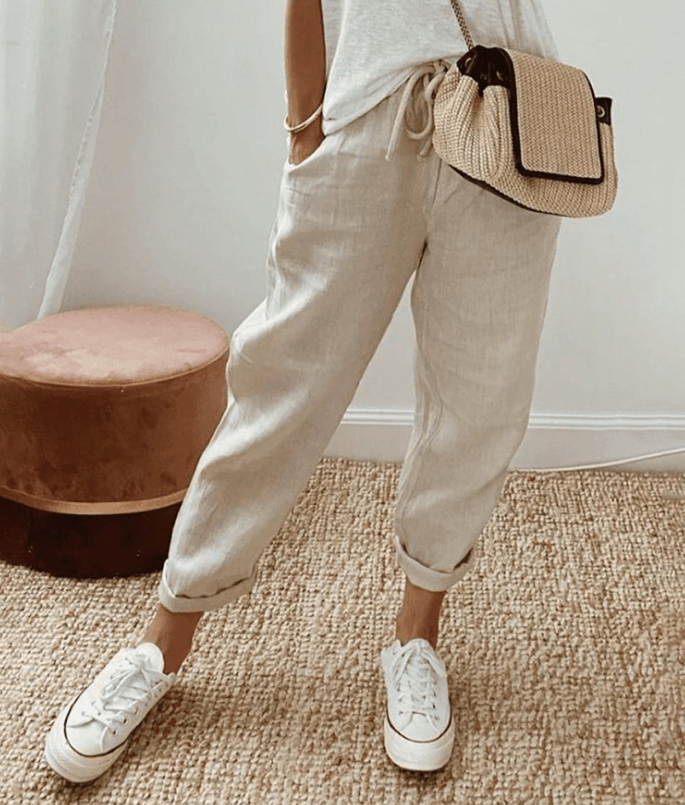 Bella™ | Chic trousers in cotton-linen - Elle Melbourne