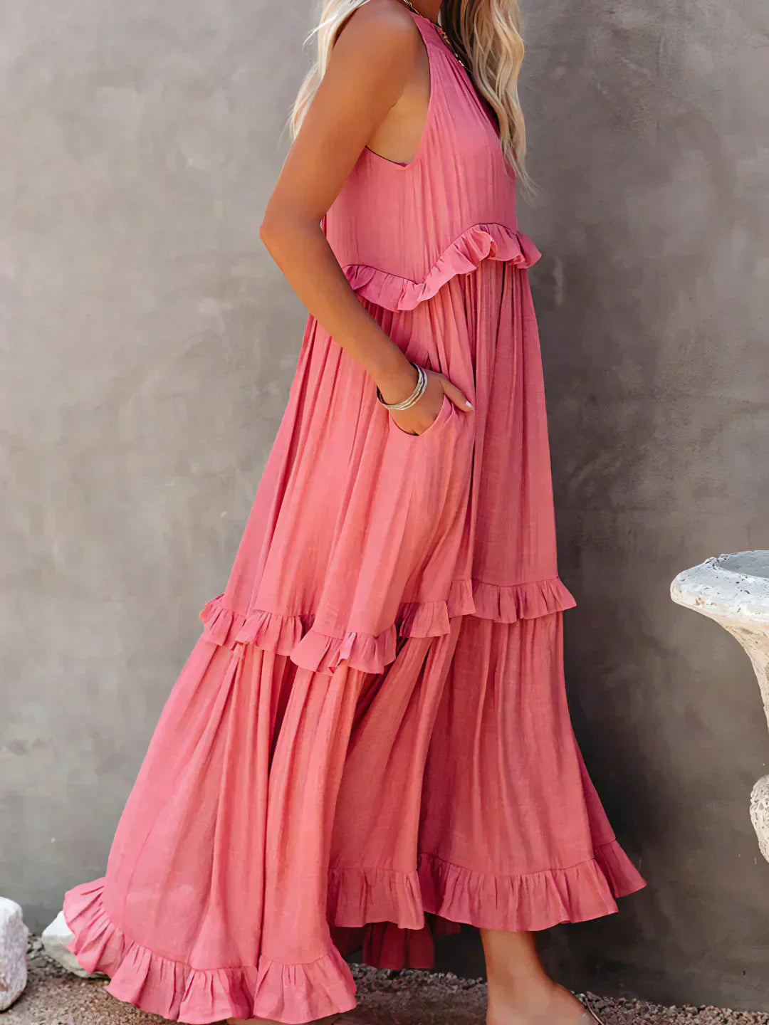 Meara™ | Elegant Halter Ruffle Maxi Dress - Elle Melbourne