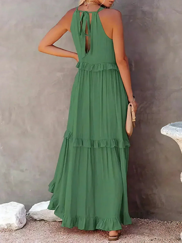 Meara™ | Elegant Halter Ruffle Maxi Dress - Elle Melbourne