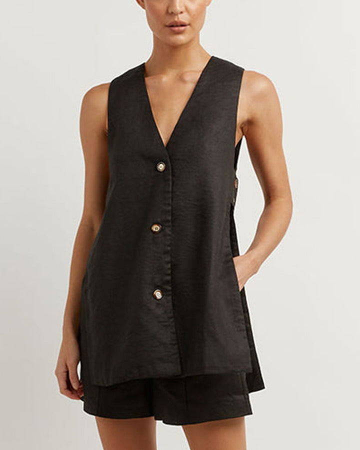 Fiona™ - Sleeveless Buttoned Set - Elle Melbourne