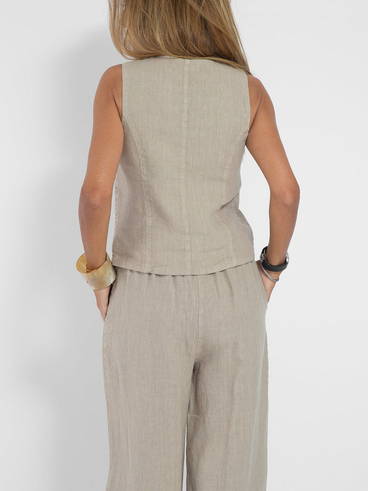 Aira™ - Buttoned Vest & Wide-Leg Trousers Set - Elle Melbourne