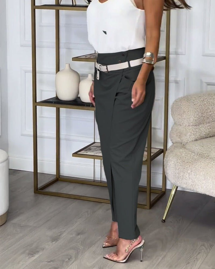 Cora™ | Patchwork Pants with Belt - Elle Melbourne