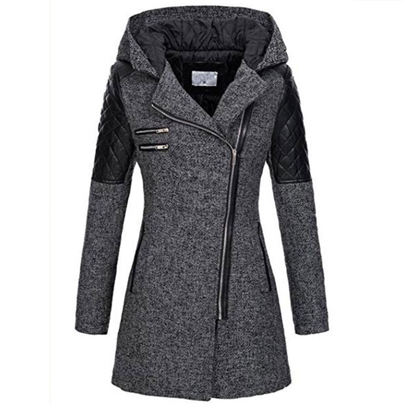 Daisy | Stylish Hooded Quilted Leather Sleeve Coat - Elle Melbourne