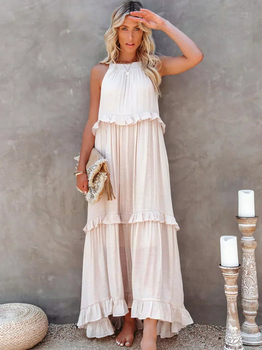 Emilia™ - Halter Ruffle Maxi Dress - Elle Melbourne