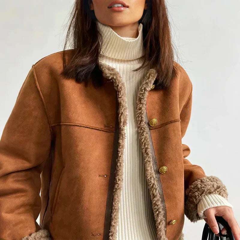 Evelyn | Stylish Button-Front Fleece-Lined Jacket - Elle Melbourne