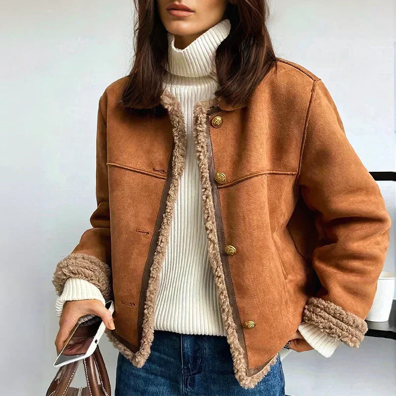 Evelyn | Stylish Button-Front Fleece-Lined Jacket - Elle Melbourne