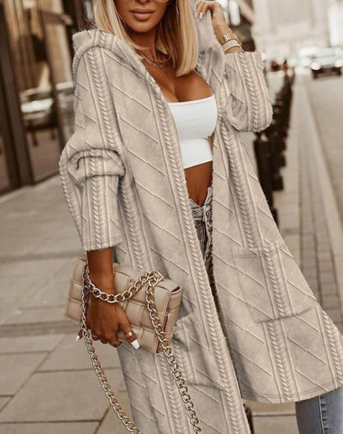 Madison | Cozy Hooded Cable Knit Cardigan - Elle Melbourne