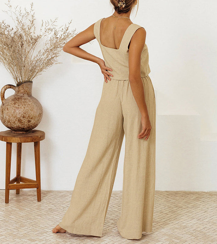 Megan™ - Minimalist Top and Wide-Leg Pants Set - Elle Melbourne