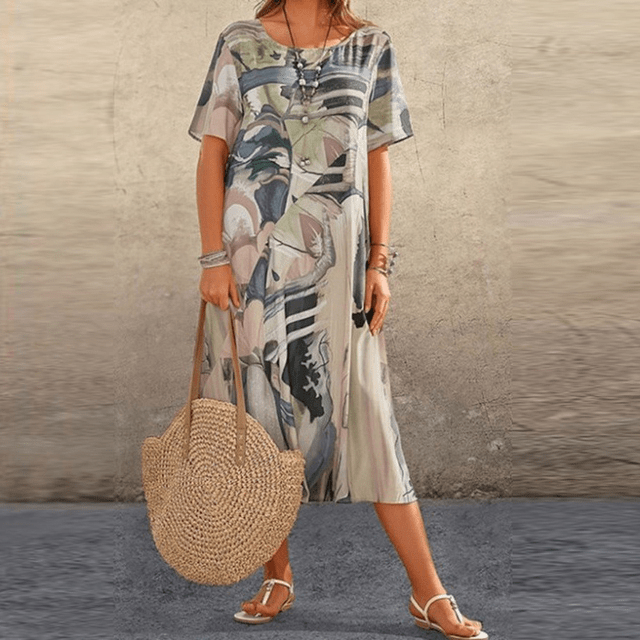 Elizabeth™ | Elegant Floral Art Midi Dress - Elle Melbourne