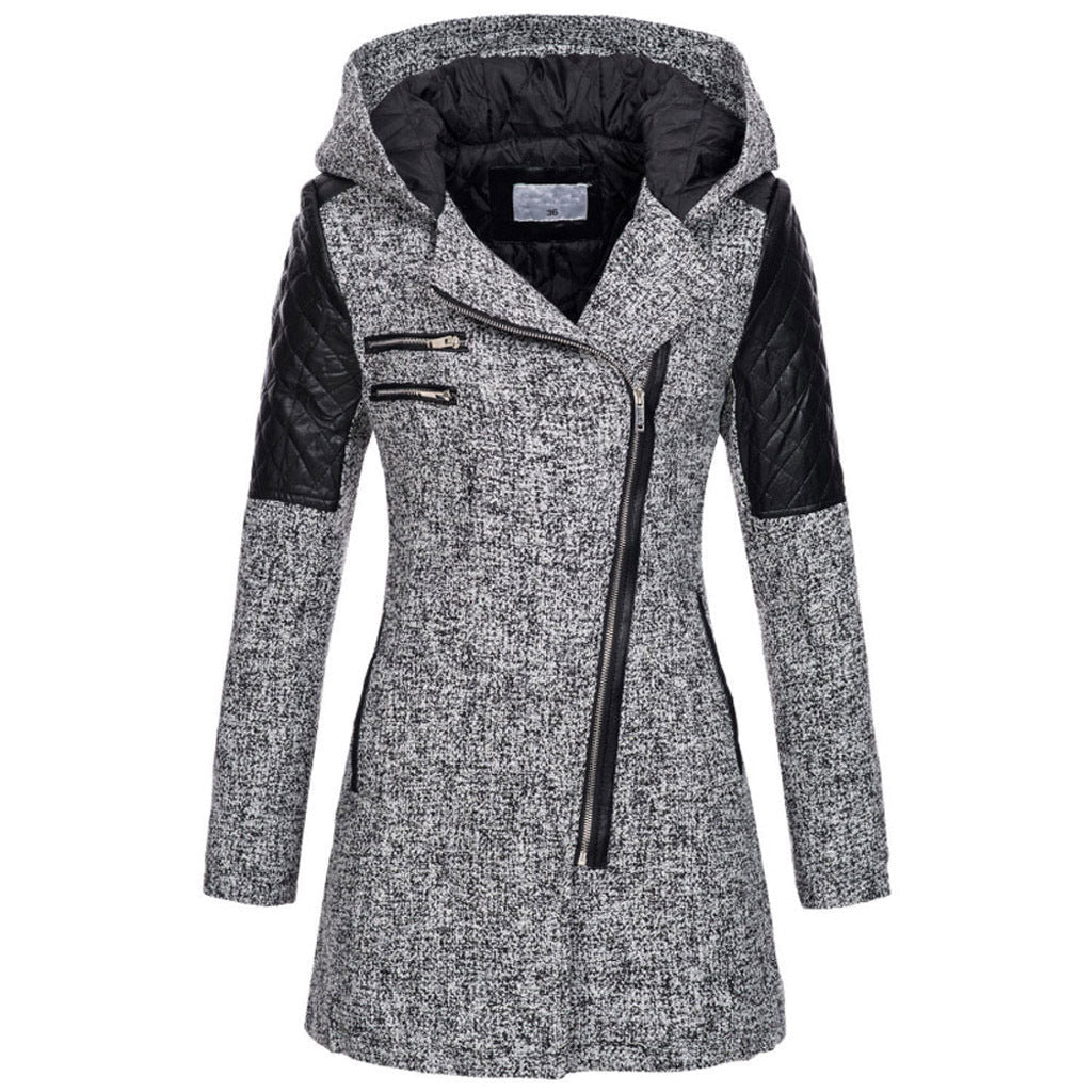 Daisy | Stylish Hooded Quilted Leather Sleeve Coat - Elle Melbourne