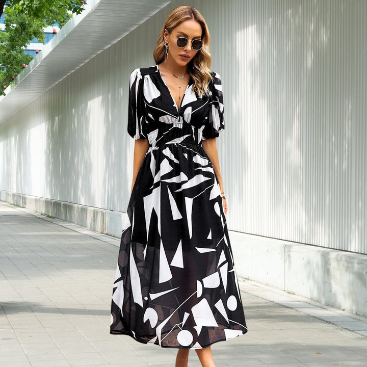 Giselle™ | Classic Midi Dress With Puff Sleeves - Elle Melbourne