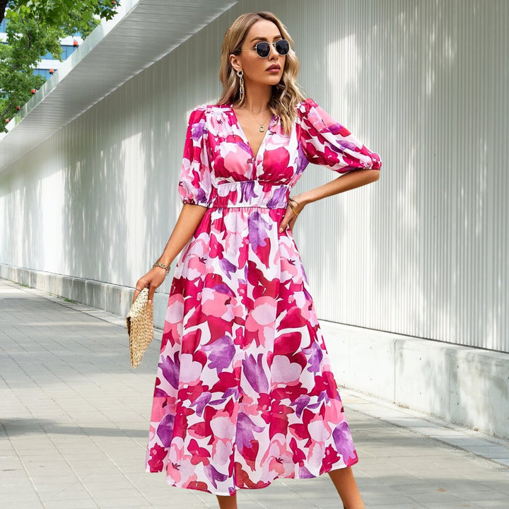 Giselle™ | Classic Midi Dress With Puff Sleeves - Elle Melbourne