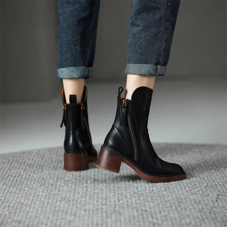 Grace™ | Leather Ankle Boots - Elle Melbourne