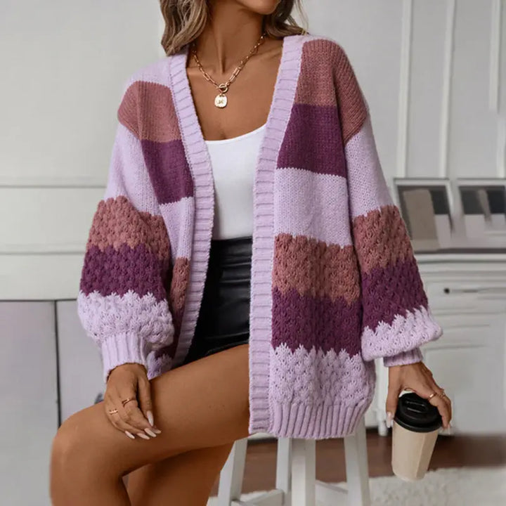 Callie | Stylish Color-Block Knitted Cardigan - Elle Melbourne