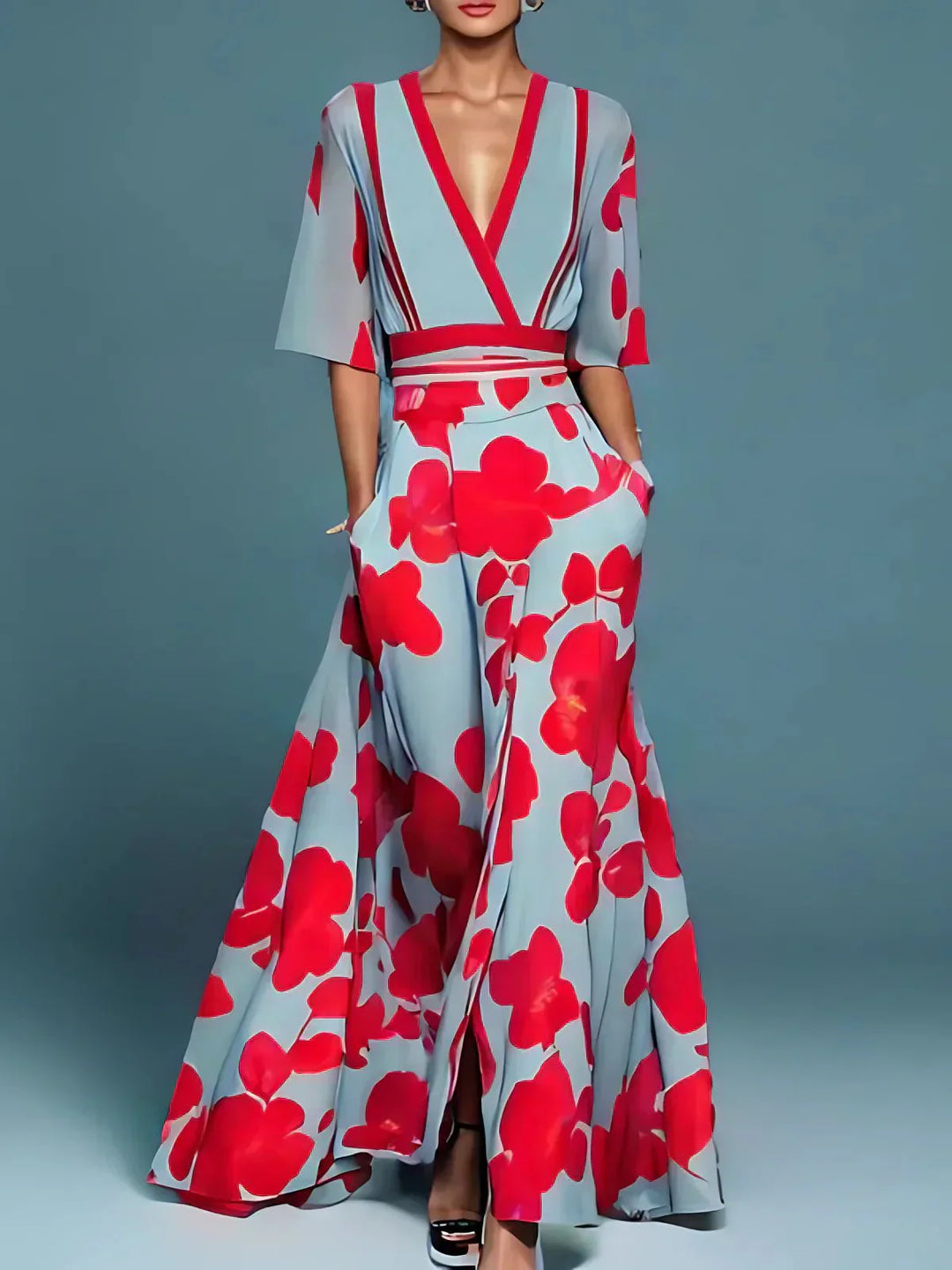 Jade™ | Elegant Flower Pattern Maxi Dress - Elle Melbourne