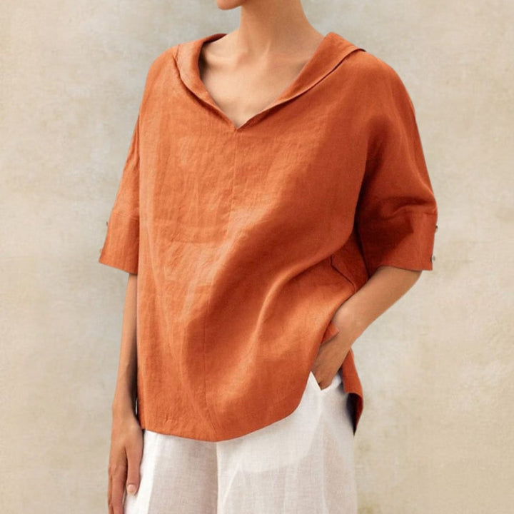 Jane™ | Women's Casual Linen V-Neck Shirt - Elle Melbourne