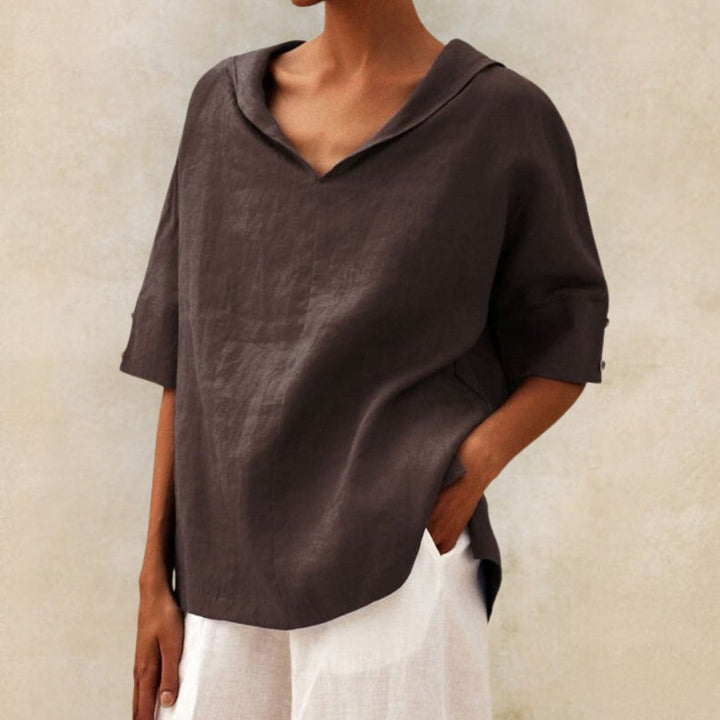 Jane™ | Women's Casual Linen V-Neck Shirt - Elle Melbourne