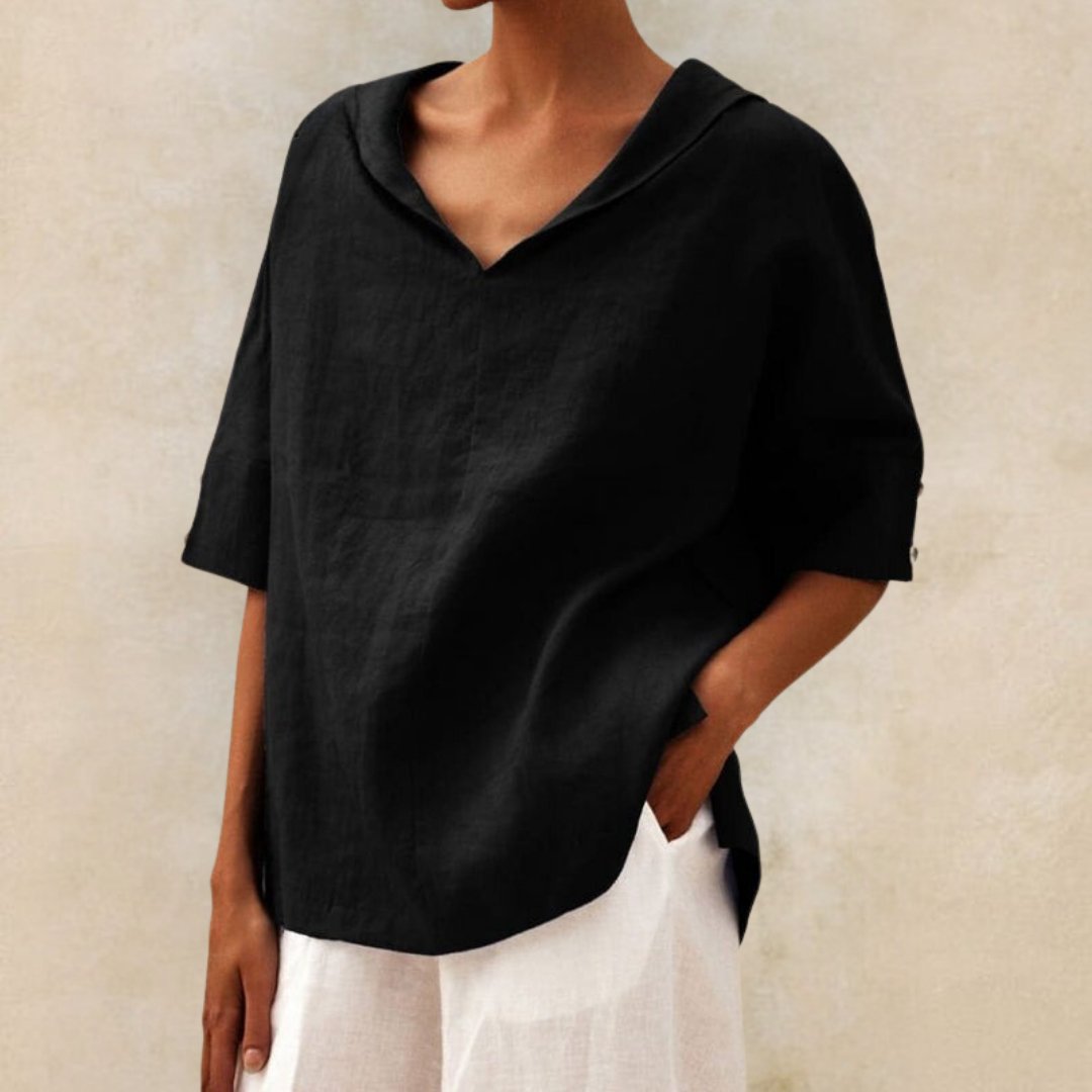 Jane™ | Women's Casual Linen V-Neck Shirt - Elle Melbourne