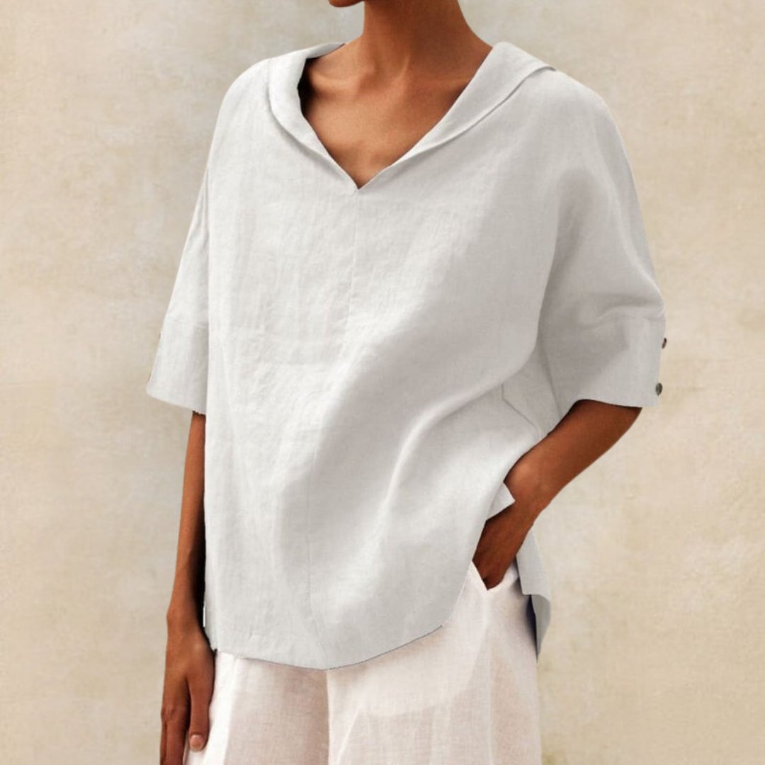 Jane™ | Women's Casual Linen V-Neck Shirt - Elle Melbourne