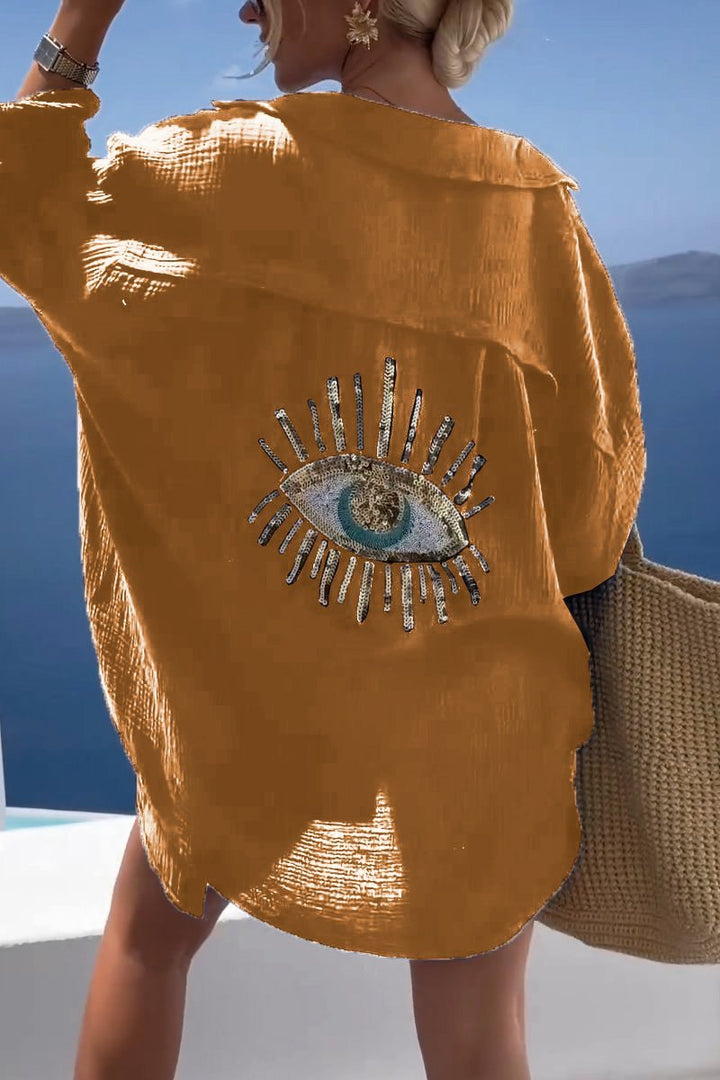 Maya | Stylish Embroidered Eye Detail Shirt - Elle Melbourne