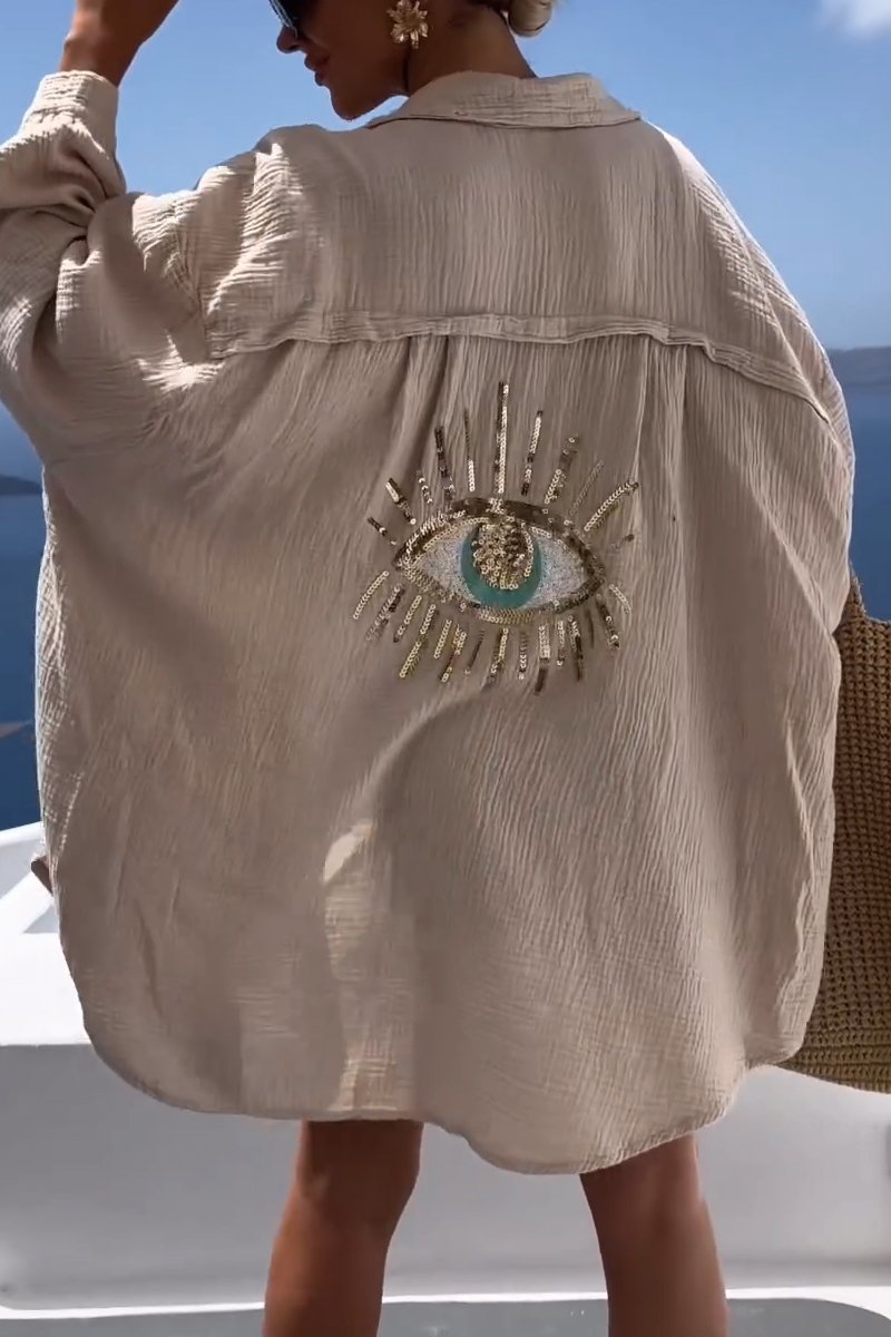 Maya | Stylish Embroidered Eye Detail Shirt - Elle Melbourne