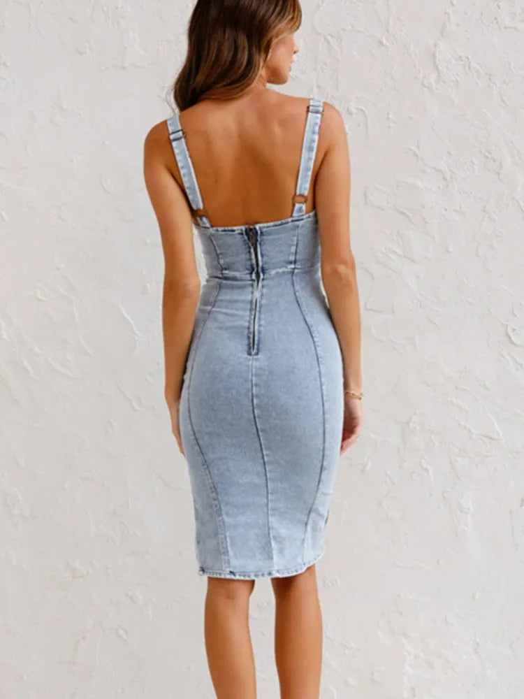 Jade | Chic Denim Bodycon Dress - Elle Melbourne