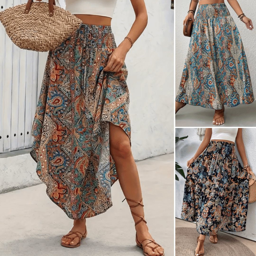 Naya™ | Trendy Boho Multicoloured Maxi Skirt - Elle Melbourne