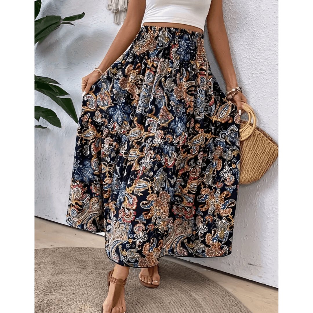 Naya™ | Trendy Boho Multicoloured Maxi Skirt - Elle Melbourne