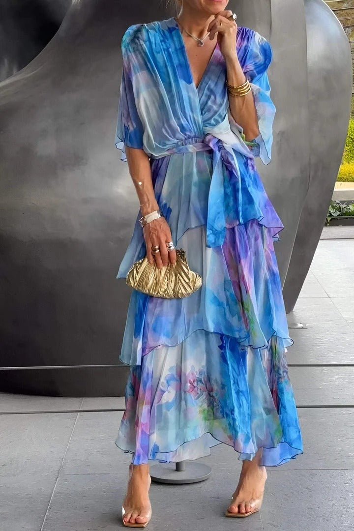 Sarina™ | Chic Elegant Multi-Colour Maxi Dress - Elle Melbourne