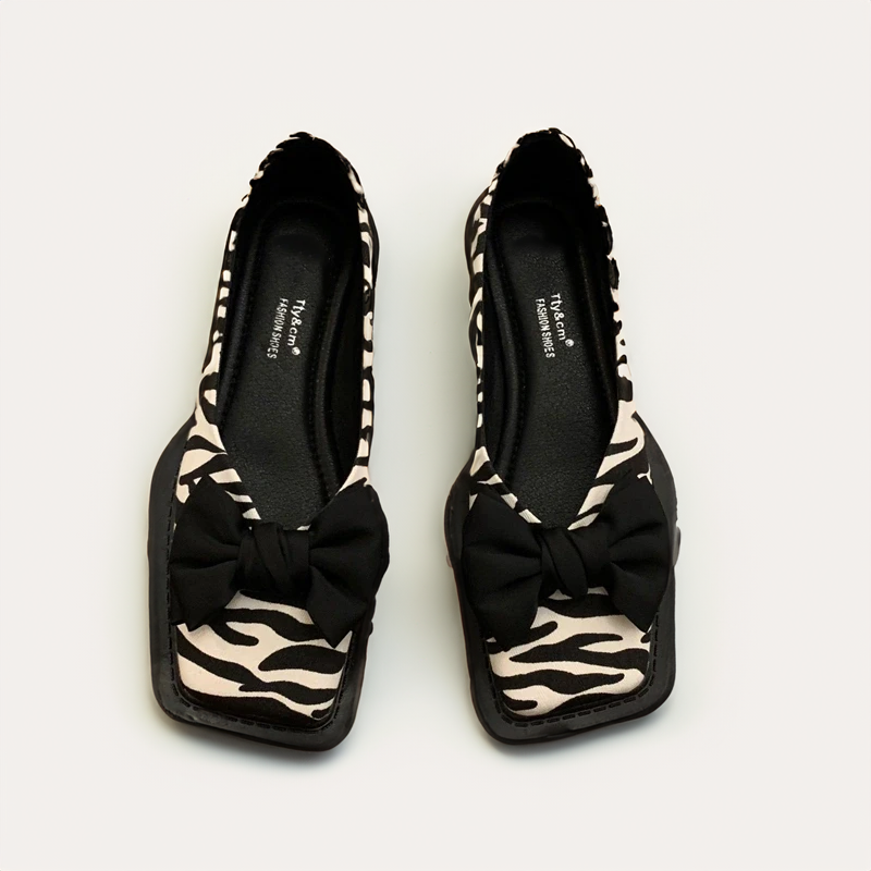 Lucia | Stylish Bow Detail Houndstooth Flats - Elle Melbourne