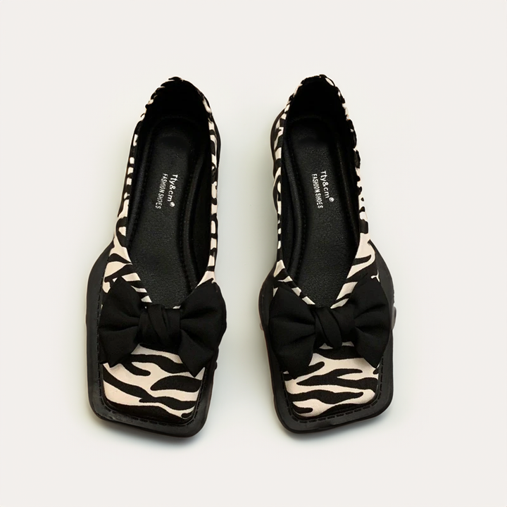 Lucia | Stylish Bow Detail Houndstooth Flats - Elle Melbourne