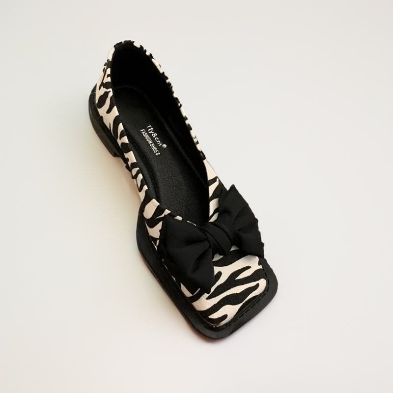 Lucia | Stylish Bow Detail Houndstooth Flats - Elle Melbourne