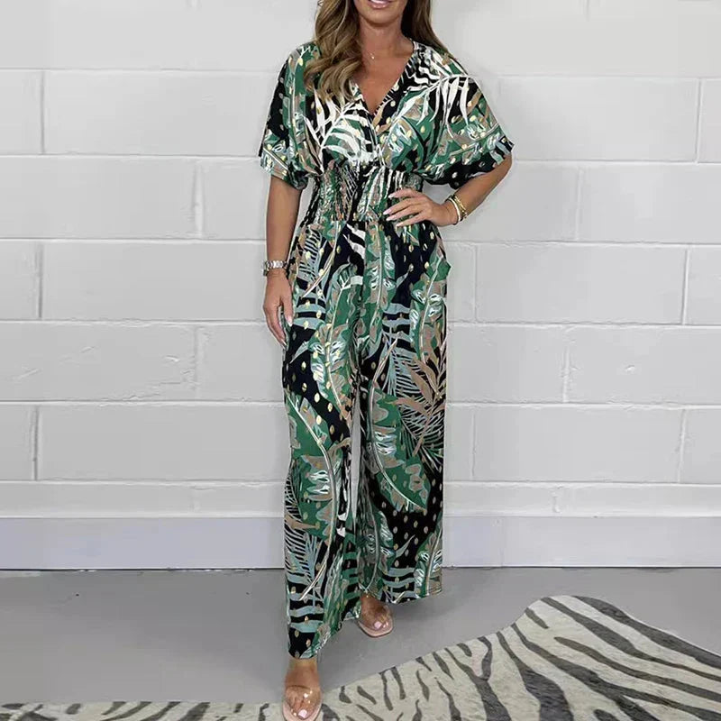 Natalie | Stylish Tropical Print Jumpsuit - Elle Melbourne